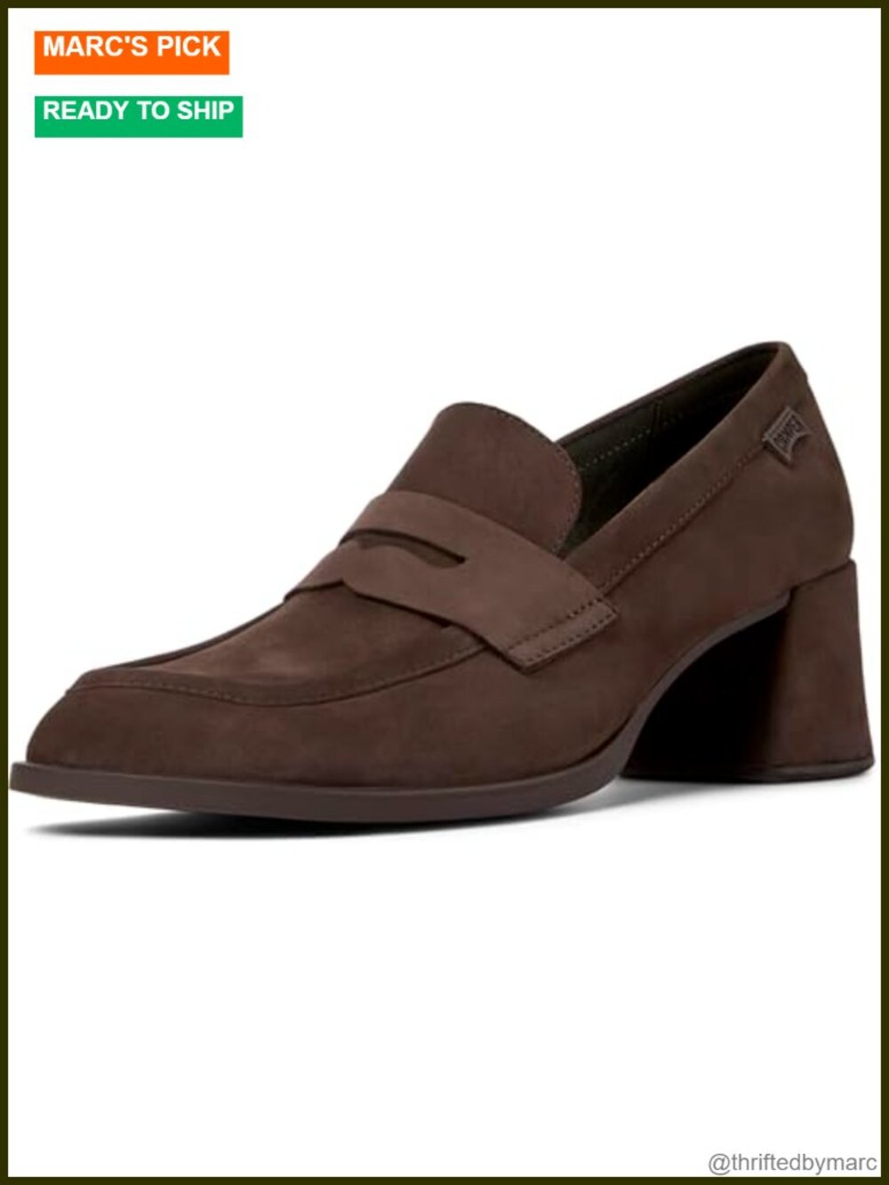 Women's Leather Mocc Pull-On Block Heel Round Toe Slip-On Shoes